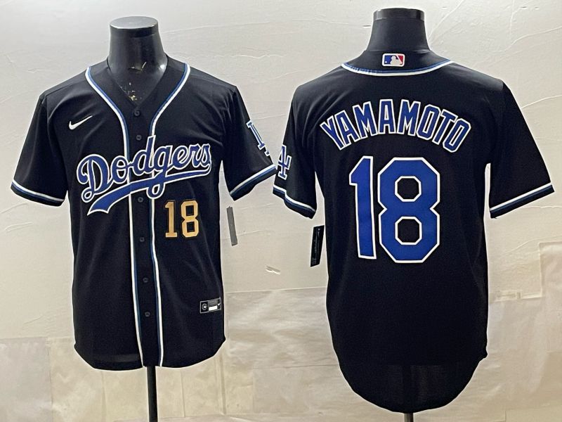 Men 2026 Nike Los Angeles Dodgers #18 Yamamoto Black Game MLB Jersey 036->->